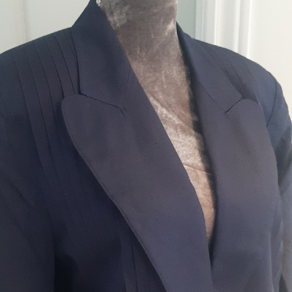 2 BDL💖VINTAGE Simon Chang NAVY➕GREEN/BROWN LINED TUNIC LENGTH JACKETS Sz 6, 8 - Picture 6 of 16